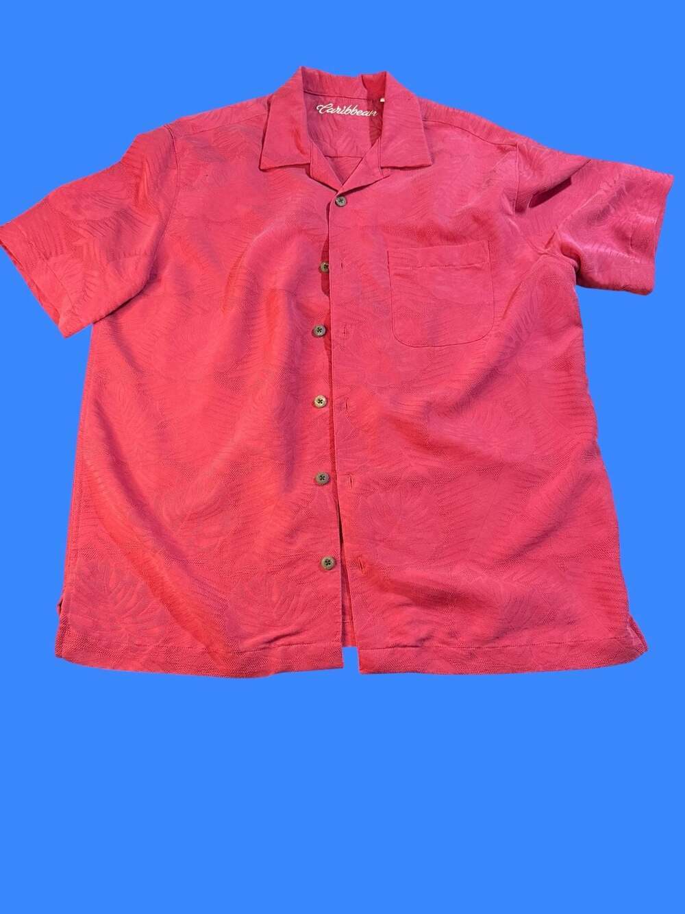 Men’s Caribbean Jacquard Camp Shirt / Hawaiian Resort Shirt M Y2K